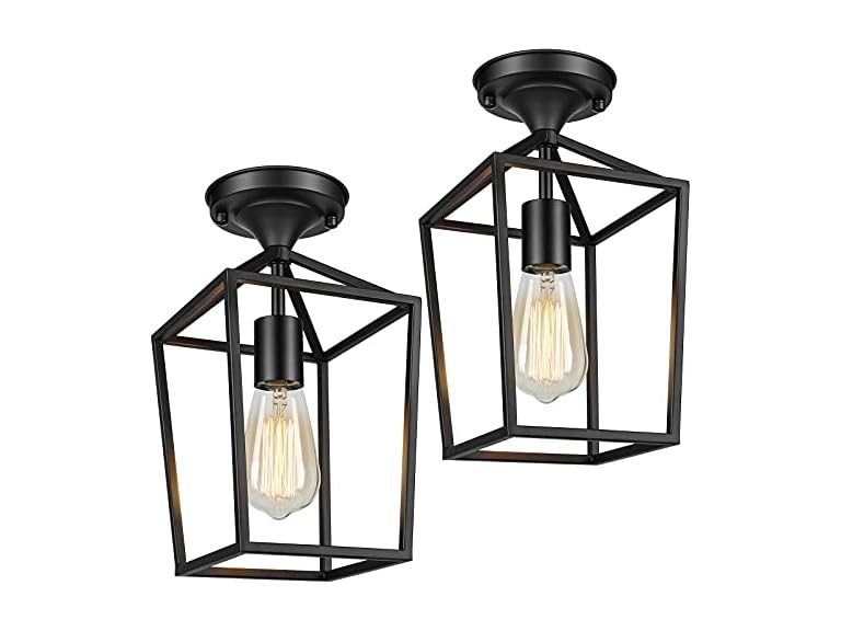 BesLowe 2-Pack Farmhouse Semi Flush Mount Ceiling Light Fixtures, Black Deal