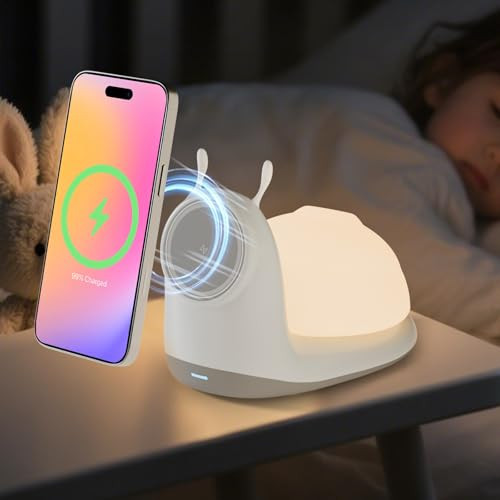 Snail Shaped Magnetic Wireless Charger Stand and Nightlight