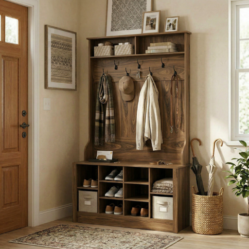 Winston Porter Keasal Hall Tree 39.4'' Wide w/ Bench & Shoe Storage
