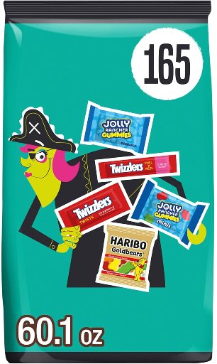HARIBO, JOLLY RANCHER and TWIZZLERS Assorted Fruit Flavored Halloween Candy Bulk Bag (165 Pieces)