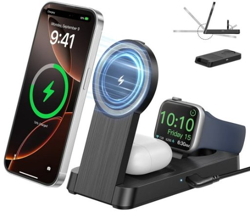 ETEPEHI 3-in-1 Charging Station for iPhone Series 12-17, Apple Watch & AirPods