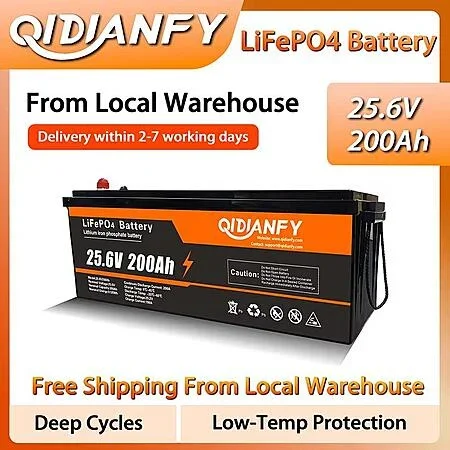 QIDIANFY 25.6V 200Ah LiFePO4 Battery 5120Wh