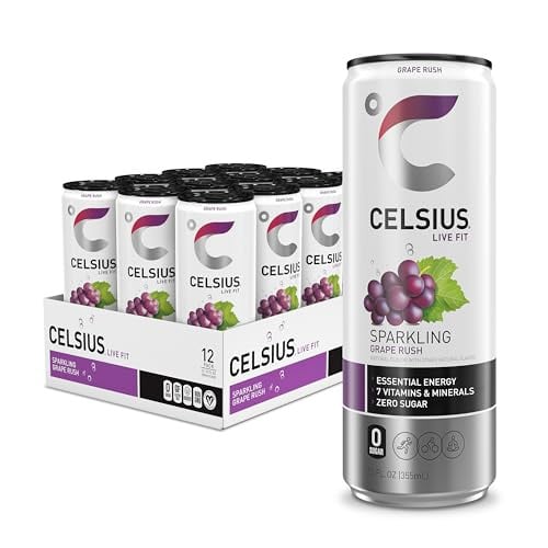 CELSIUS Sparkling Grape Rush Sugar Free Energy Drink 12-Pack 12-Ounce