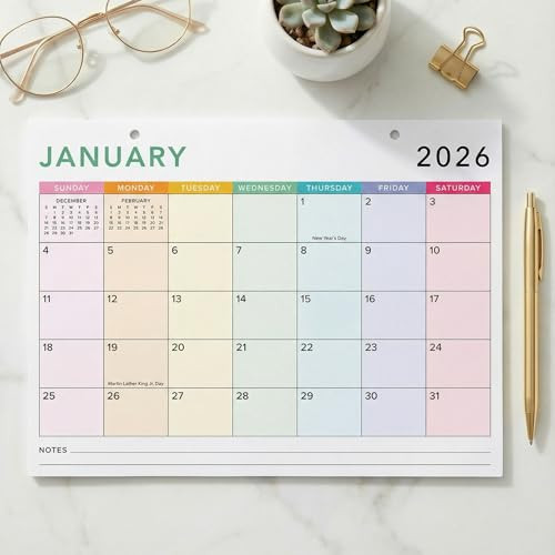 Colorful 2026 Desk Calendar, 16"x12"