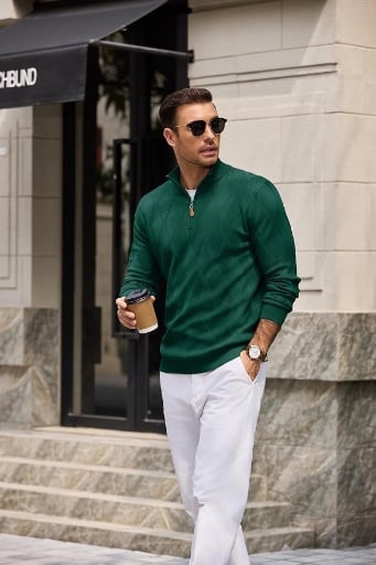 COOFANDY Men's Quarter Zip Pullover Sweater Deal