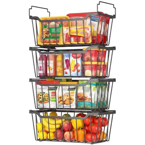 Goovilla Stackable Freezer Organizer Bins w/ Handles 4-Pack