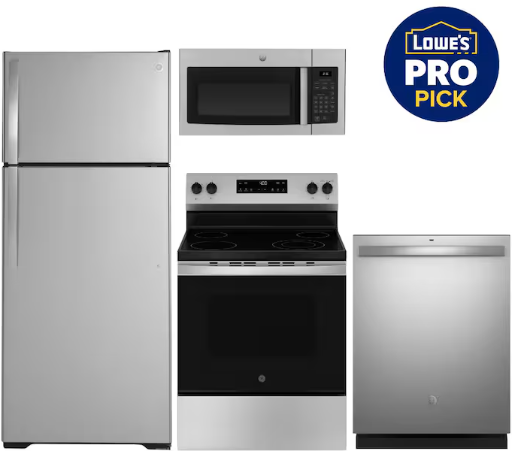GE Pro-Approved Stainless Steel Kitchen Suite (Freezer/Refrigerator, Electric Range, Dishwasher, Microwave) Deal