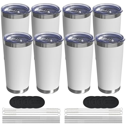 UIRZOTN 8-Count 20-Oz Stainless Steel Vacuum-Insulated Tumblers w/ Lids & Straws Deal
