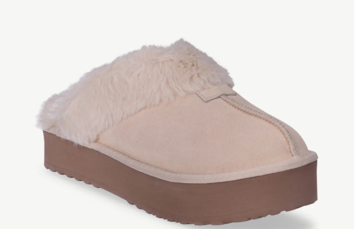 Joyspun Women's Faux Suede Platform Clog Slippers