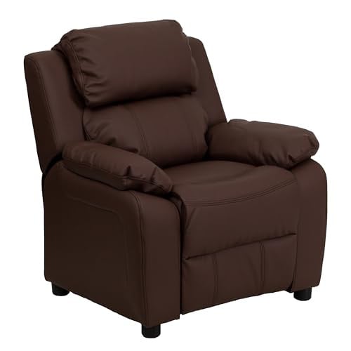 Flash Furniture Charlie Kids LeatherSoft Recliner with Storage Arms (Supports up to 90 lbs, Brown) Deal