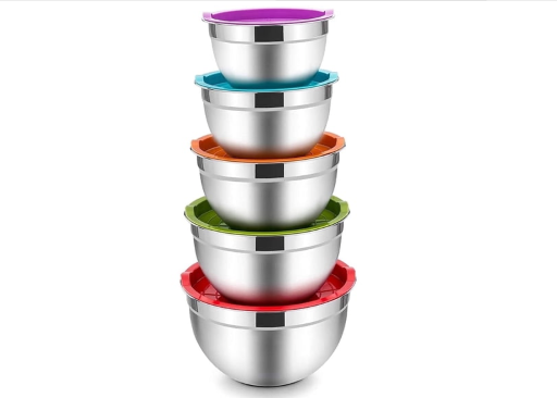 Vesteel Stainless Steel Mixing Bowls with Lids 5-Piece Set (4.5, 3, 1.5, 1, 0.7 QT) Deal