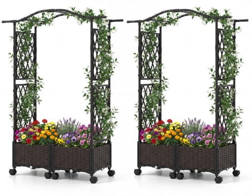 Costway 2-Pack 5' Raised Rolling Garden Beds w/ Trellis & Hanging Roof Deal