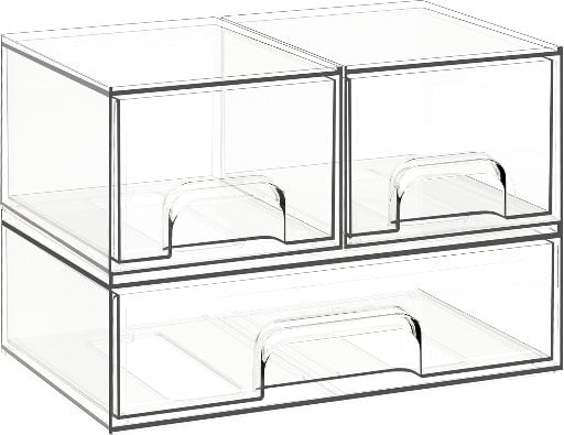 3 Pack Clear Acrylic Makeup & Bathroom Organizer Deal