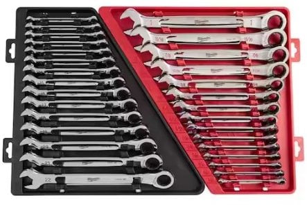Milwaukee SAE/Metric Combination Ratcheting Wrench Mechanics Tool Set 30-Piece