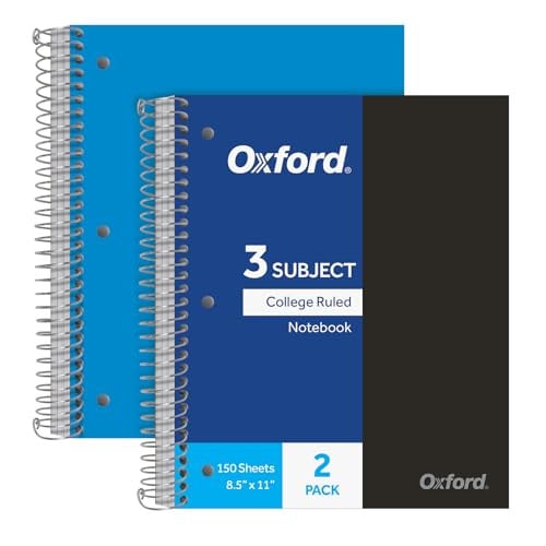 Oxford 3 Subject Spiral Notebook 2-Pack Deal