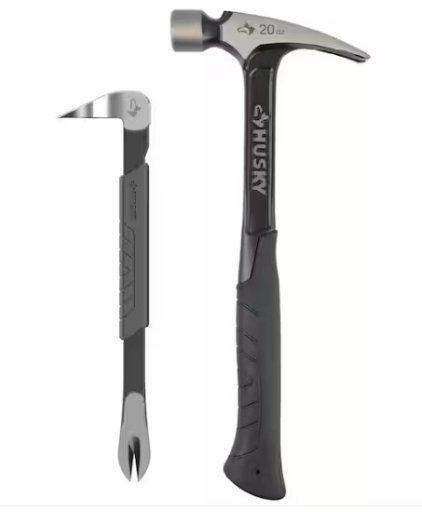 Husky 2-Piece 20 oz. Steel Rip Hammer and 10 in. Nail Puller Home Tool Kit Set