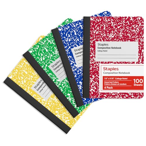 STAPLES Composition Notebook, College Ruled 4-Pack 100-Sheets Deal