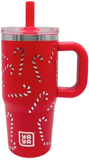 Holiday Prints, Insulated Stainless Steel with Silicone Straw