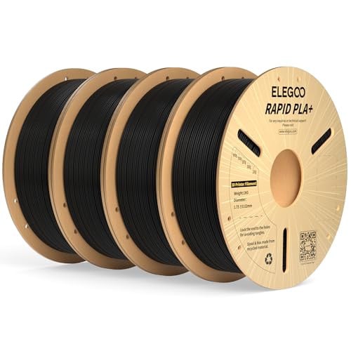 ELEGOO Rapid PLA Plus Filament Black 4 x 1KG Spools Deal