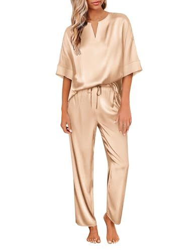 Ekouaer Women's Satin Pajama Set