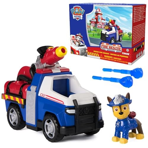 Paw Patrol Fire Rescue: Chase Rescue Fire Cruiser with Action Figure, Projectile Launcher, and Toy Truck