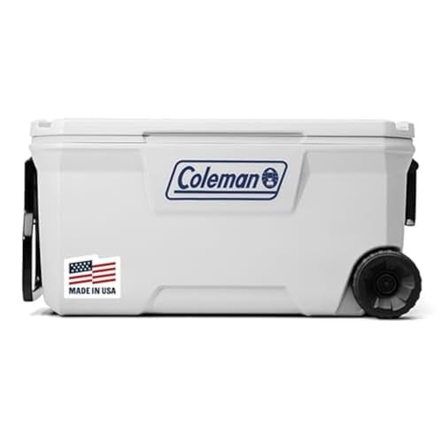 100-Qt Coleman Marine Cooler w/ Fully Insulated UV Guard Lid & Wheels