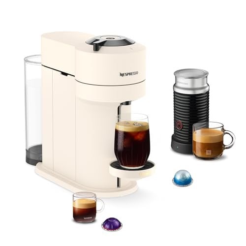 Nespresso Vertuo Next Premium Coffee and Espresso Maker by Breville with Aeroccino Milk Frother, Creamy White Dark Chrome Deal