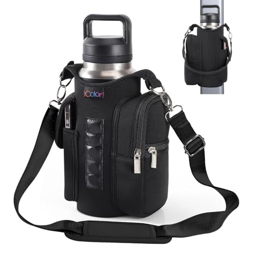 icolor Magnetic Gym Bag Water Bottle Carrier Holder w/ Phone Pockets & Shoulder Strap