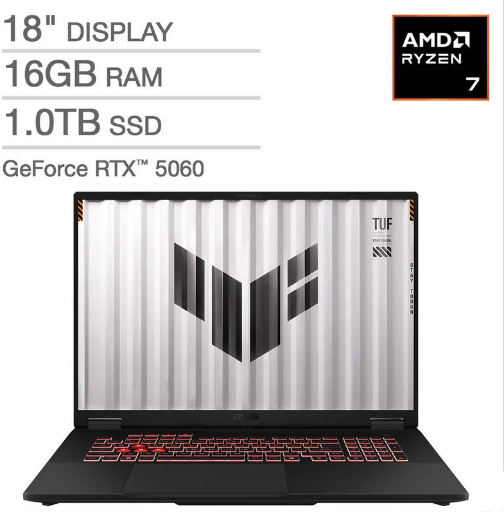 ASUS TUF 18" Gaming Laptop - 16GB RAM, 1TB SSD, 144Hz Deal