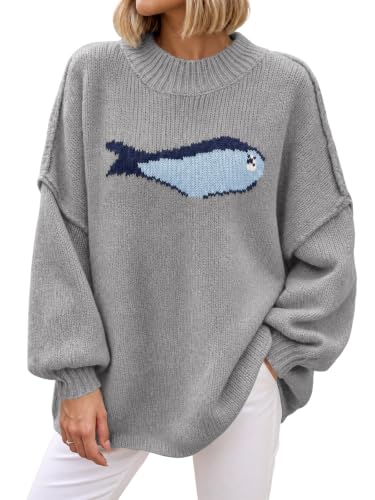 Fish Graphic Oversized Sweater