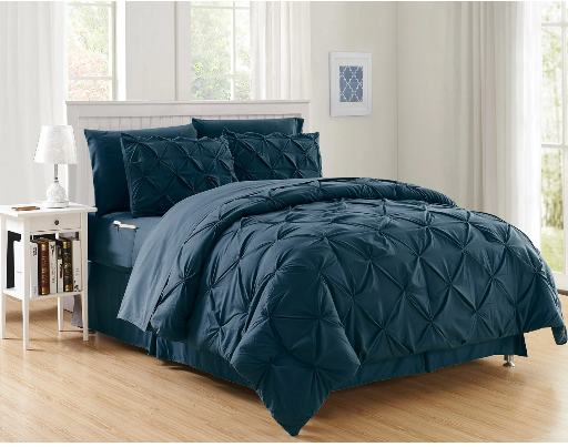 8-Piece Elegant Comfort Complete Bed in a Bag Comforter Set (King/Cal King, Navy)