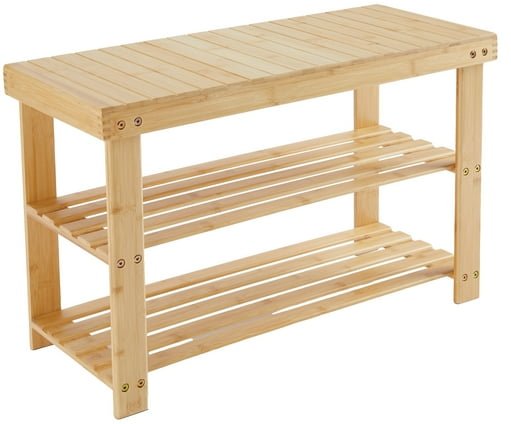 EDX 3-Tier Bamboo Shoe Rack Bench 11.3 x 27.6 x 17.8 Inches