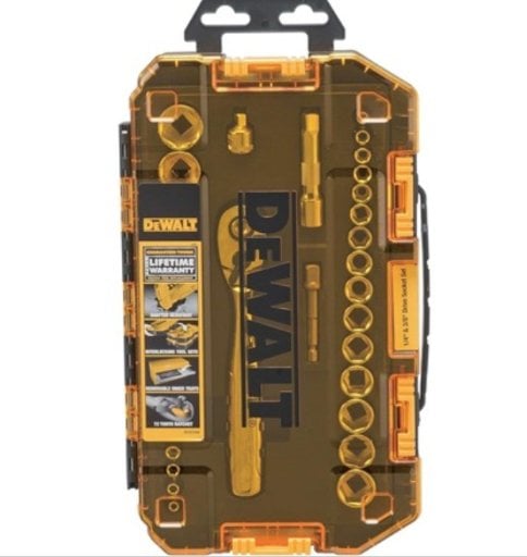 DEWALT DWMT73804 Socket Set, 1/4in & 3/8in DR 34pc