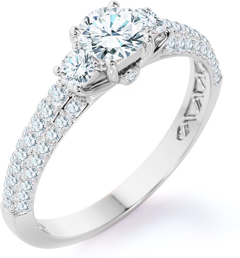 JeenMata 1 Carat Round Cut Lab Grown Diamond Classic Three Stones Engagement Ring Deal