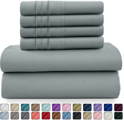 Lux Decor Collection Queen Sheets Set - 6 Piece Microfiber 16 Inch Deep Pocket Bed Sheets Set Deal