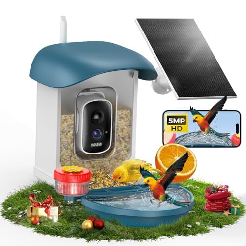 Bird Feeder with Camera 5MP Live Video, Solar Powered Smart AI Identify Birds Species Deal