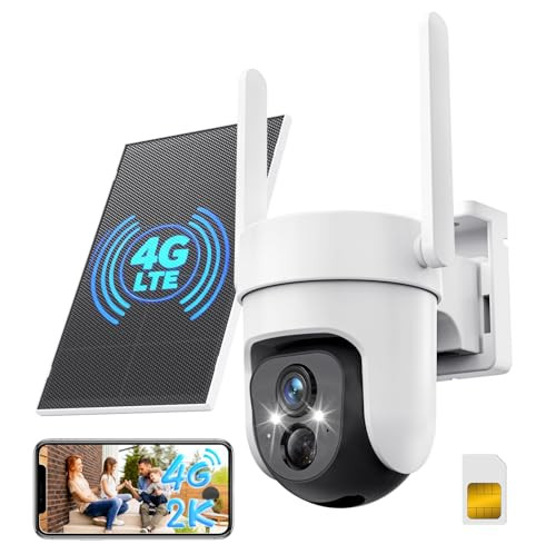 GNCC 4G LTE Cellular Solar Security Camera Wireless Outdoor 2K