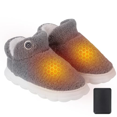 2pc Heated Rechargeable Slippers with Batteries, Size 8.5/9