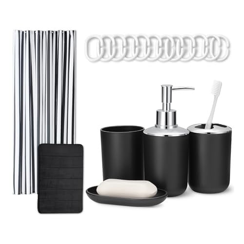 Amazon Basics Complete 18-Piece Bathroom Set with Shower Curtain, Bath Mat and Accessories, 72 x 72 inch, White Deal
