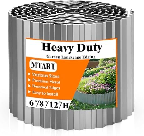 6"x20Ft Metal Garden Edging (Silver)