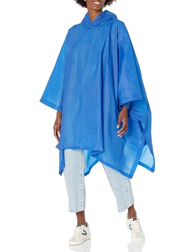 Totes Adult Packable Lightweight Adjustable Rain Poncho Royal