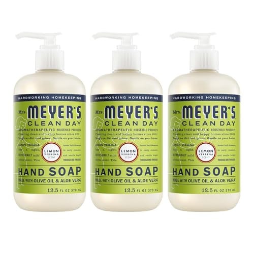 MRS. MEYER’S CLEAN DAY Hand Soap, Lemon Verbena Scent, 12.5 Fl Oz Bottle – 3 Pack Deal