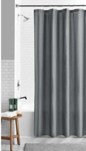 Mainstays Eco-Friendly Waffle Weave Fabric Shower Curtain 72" x 72" Gray Deal