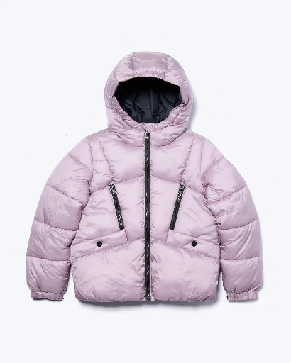 Girls Silk Shine Puffer Jacket - Dusty Grape