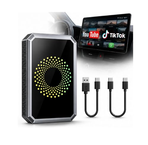 Topexplore Wireless CarPlay & Android Auto Adapter with Netflix, YouTube, TikTok, Disney+, and Prime Video