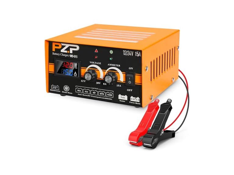 12V/24V 15A Adjustable Battery Charger & Maintainer