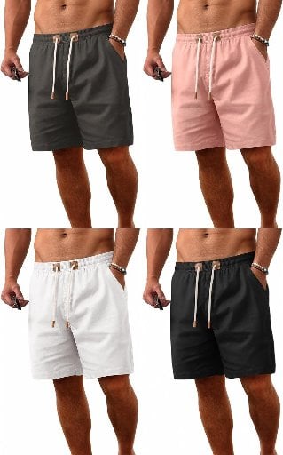 Men’s Linen Lightweight Drawstring Short with Elastic Waist and Pockets Deal