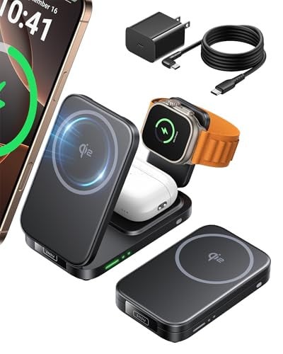 15W INIU SnapGo 3-in-1 Qi2 MagSafe Foldable Wireless Charging Station Deal