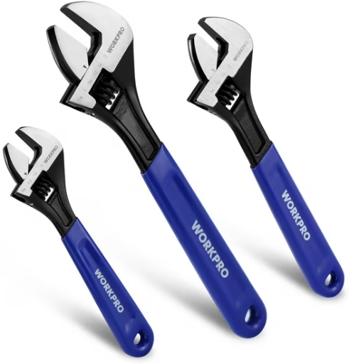 WORKPRO 3-Piece Adjustable Wrench Set (6in, 8in & 10in)