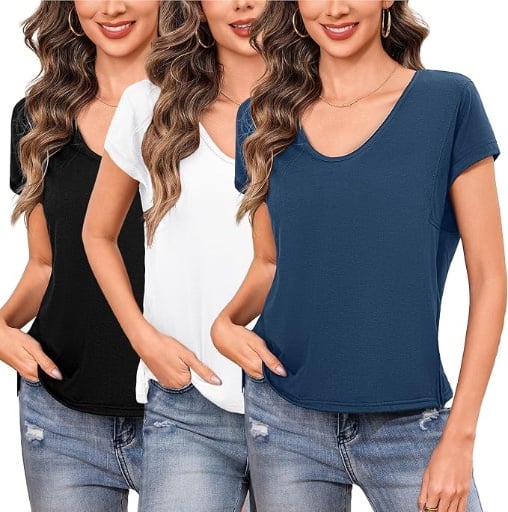 3 Pack Cap Sleeve Scoop Neck Tops Deal